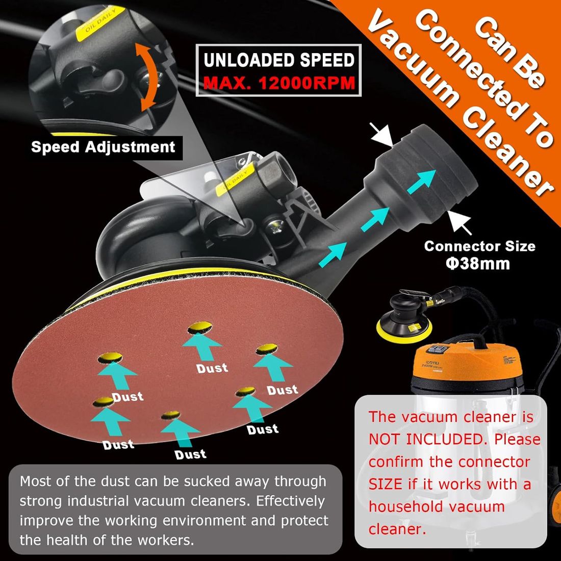 6" Random Orbital Air Sander view 4