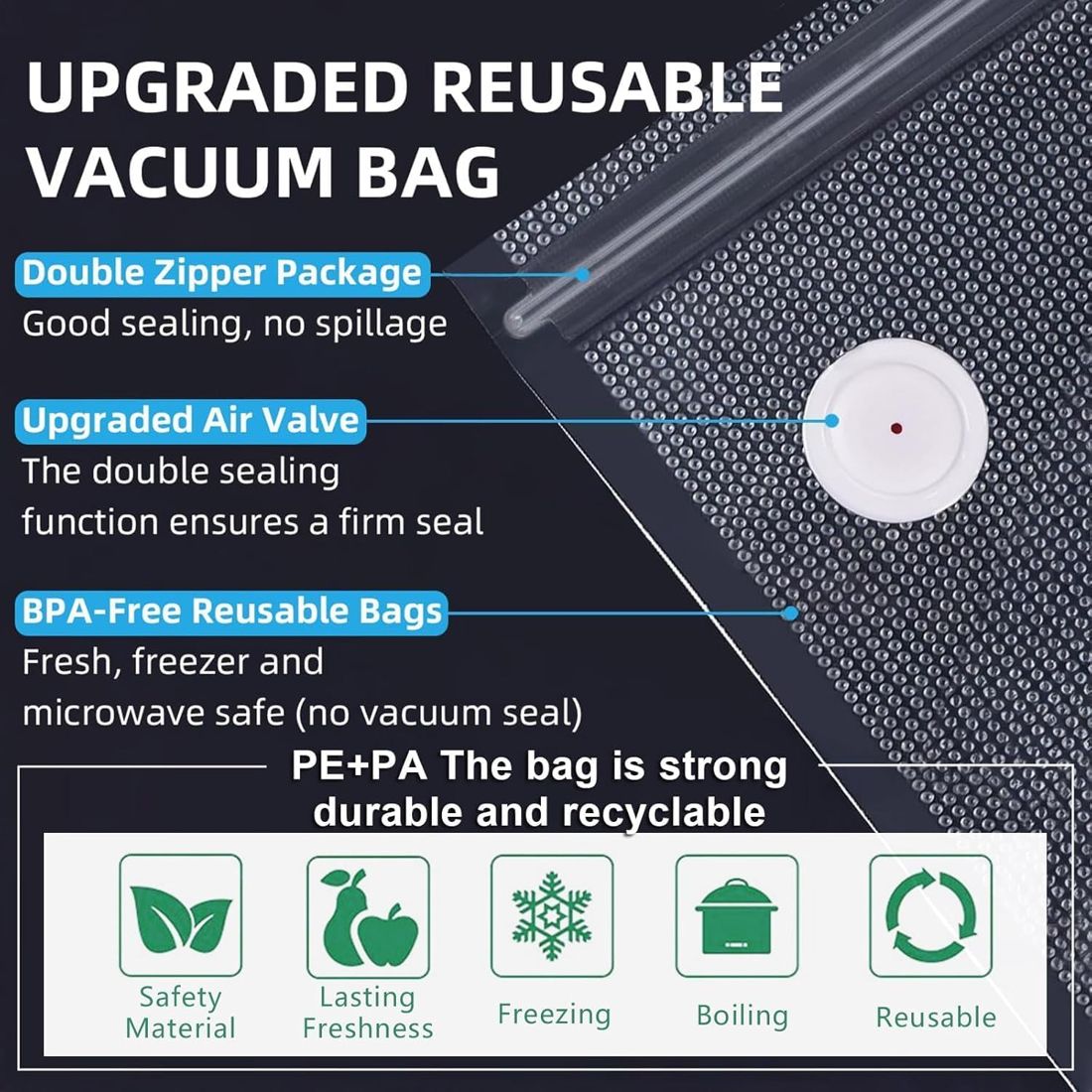 Reusable Food Storage Bags, 60-pack view 3