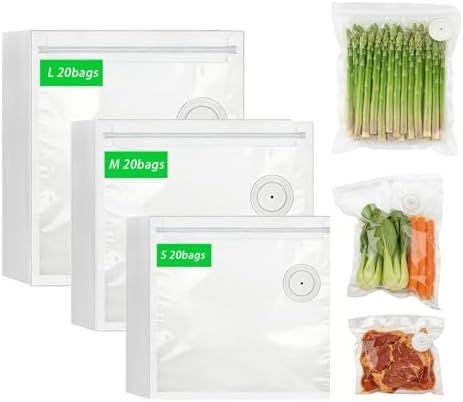 Reusable Food Storage Bags, 60-pack