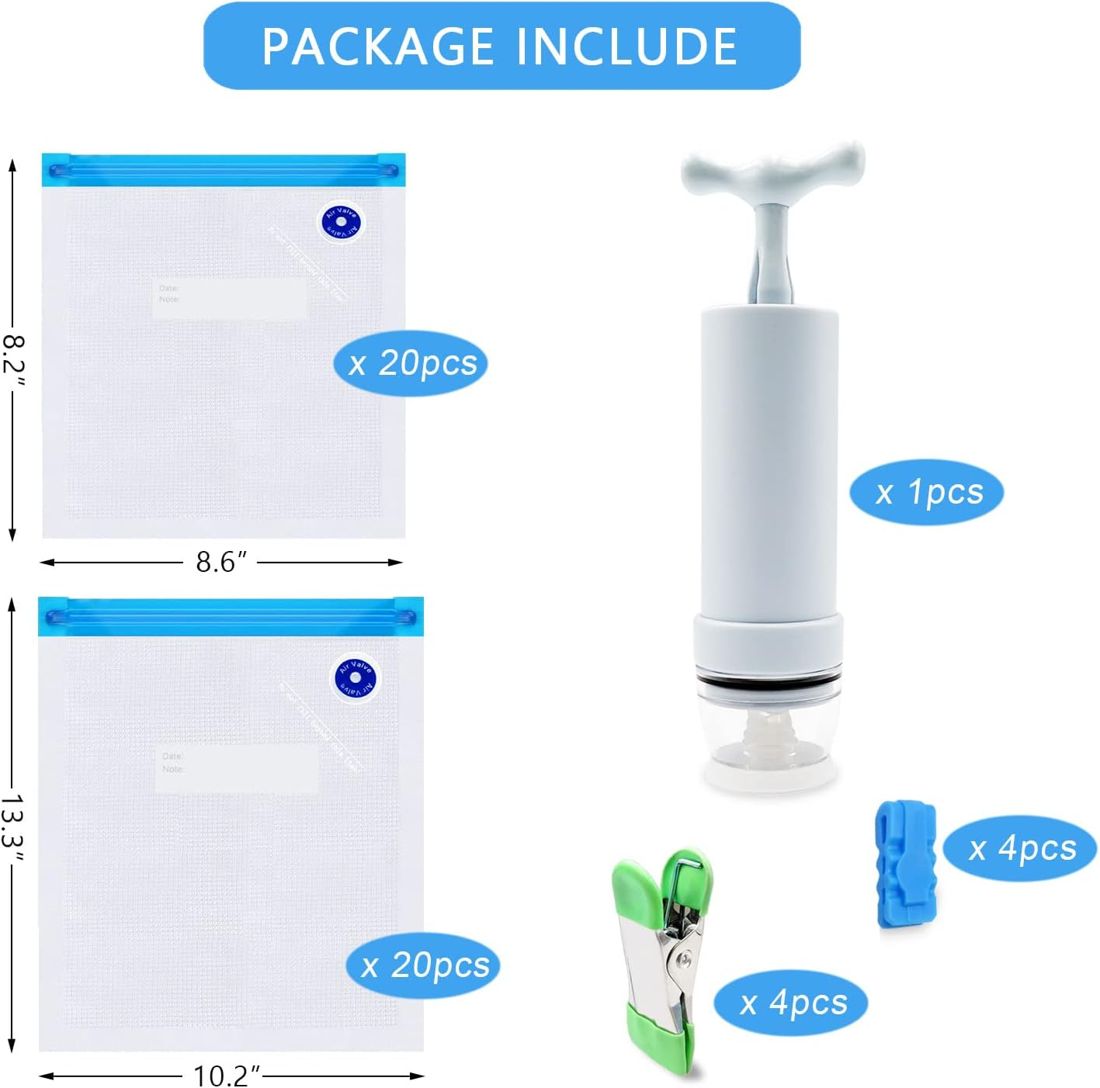 Sous Vide Bags with Air Valve and Hand Pump view 2