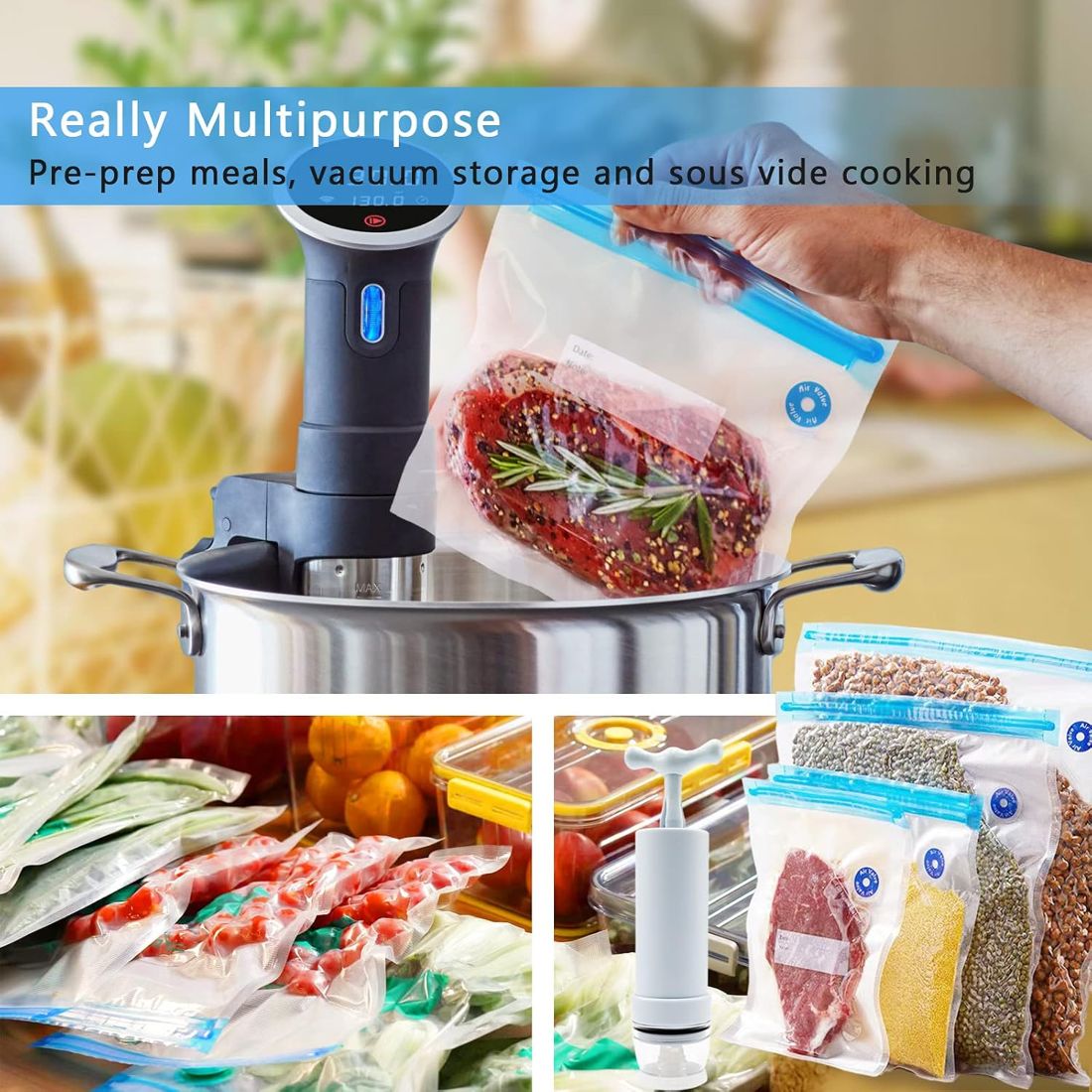 Sous Vide Bags with Air Valve and Hand Pump view 6