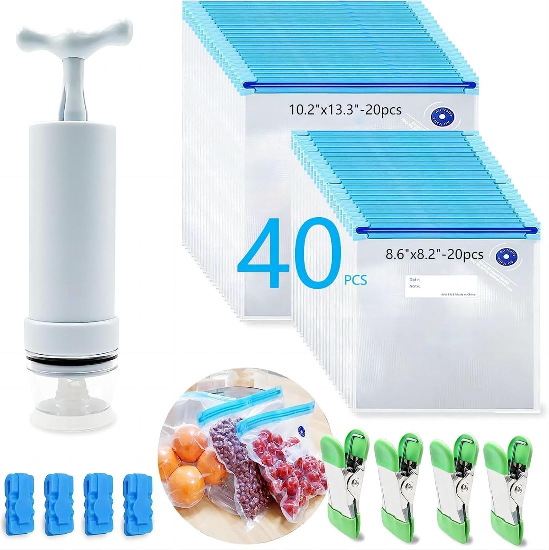 Sous Vide Bags with Air Valve and Hand Pump