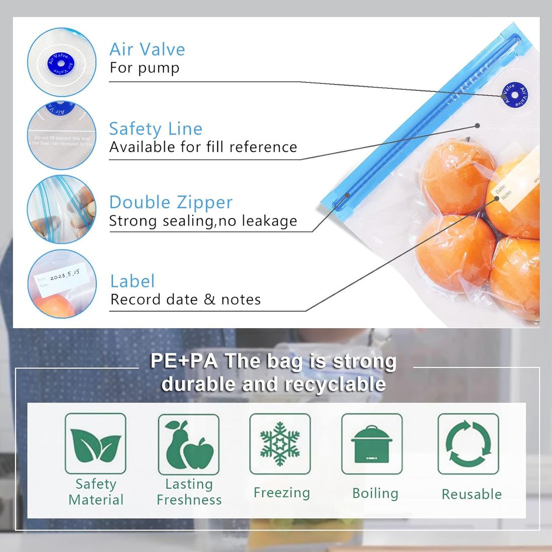 Sous Vide Bags and Magnet Clips Combo view 5