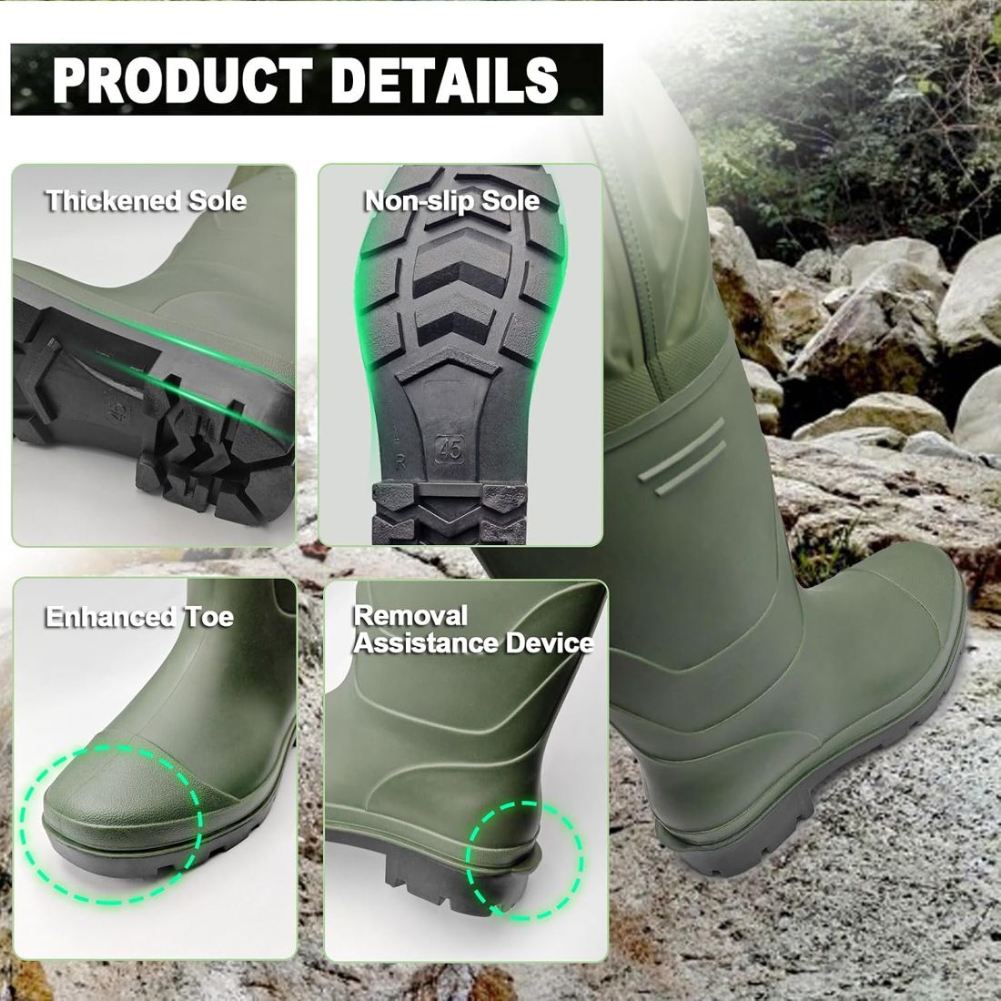 Waterproof Chest Waders with Boots view 3